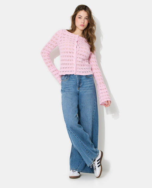 Gilet en maille ajourée avec boutons perles - PIMKIE - 3