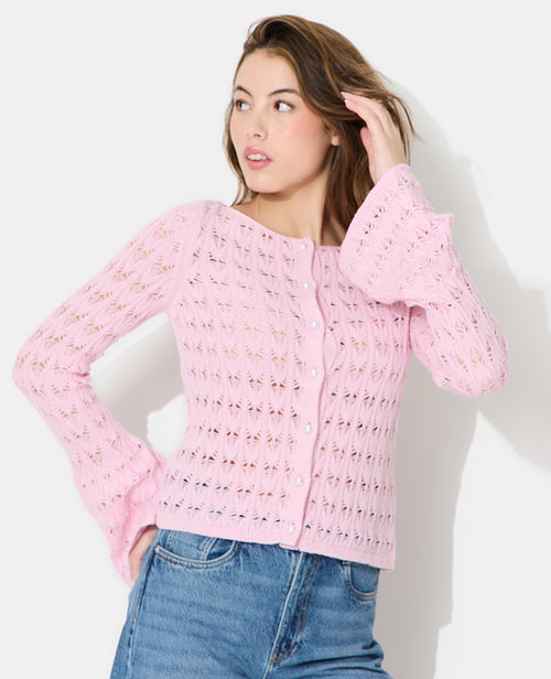 Gilet en maille ajourée avec boutons perles - PIMKIE - 5
