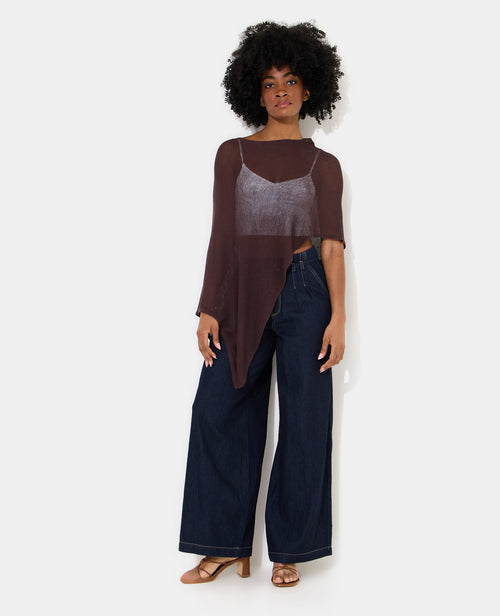 Pull châle asymétrique en maille ajourée - PIMKIE - 3