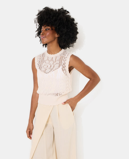 Pull sans manches en maille ajourée - PIMKIE - 1