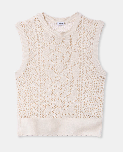 Pull sans manches en maille ajourée - PIMKIE - 3