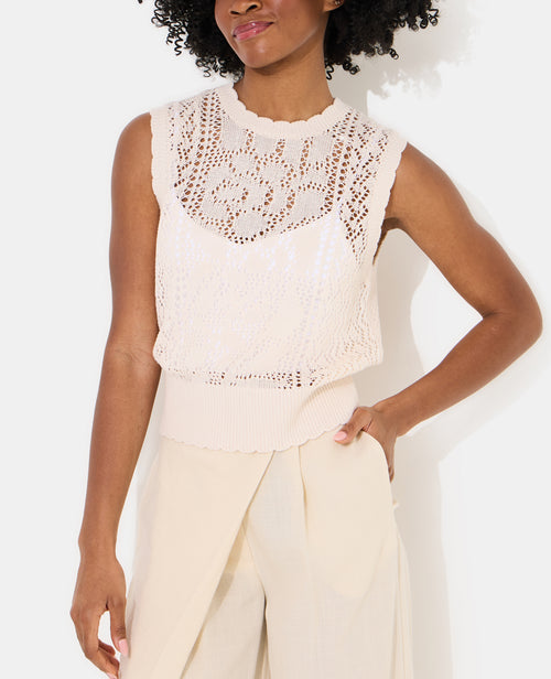 Pull sans manches en maille ajourée - PIMKIE - 6