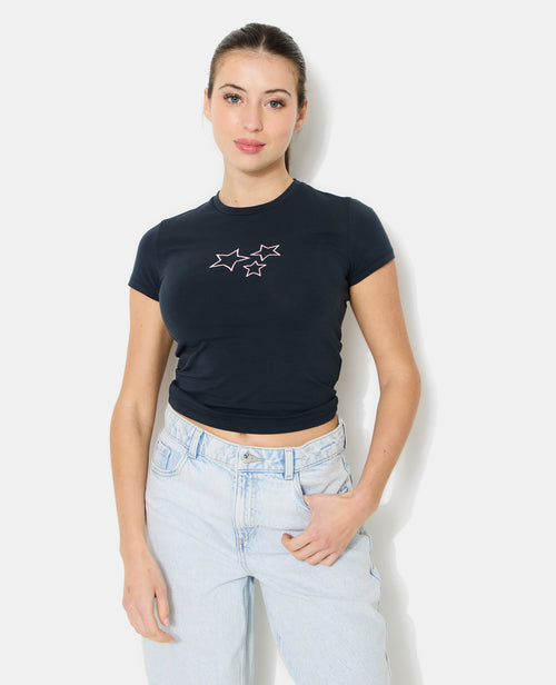 T-shirt ajusté avec étoiles brodées - PIMKIE - 1