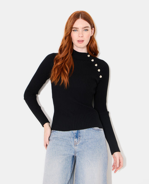 Pull moulant en maille côtelée avec boutons - PIMKIE - 1