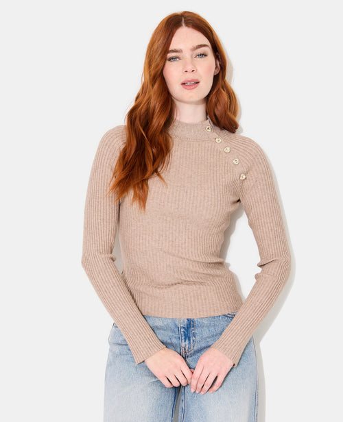 Pull moulant en maille côtelée avec boutons - PIMKIE - 5