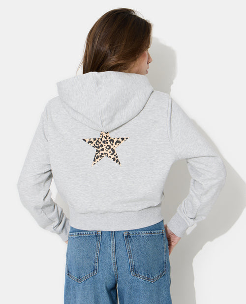 Sweat zippé avec étoile motif léopard - PIMKIE - 1