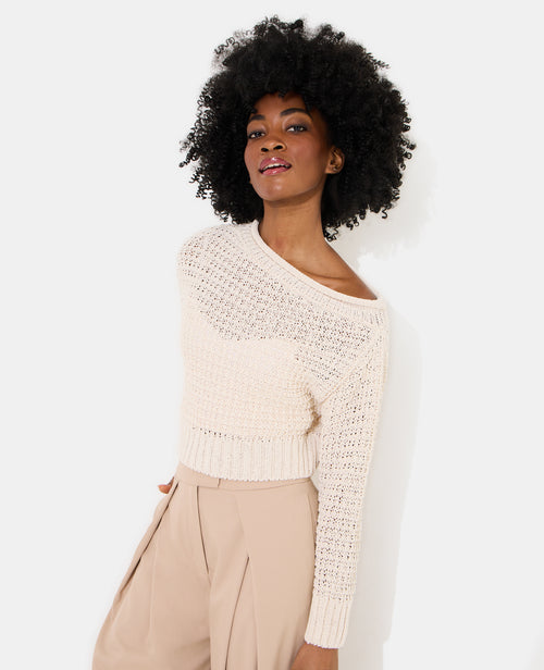 Pull asymétrique en maille ajourée - PIMKIE - 1