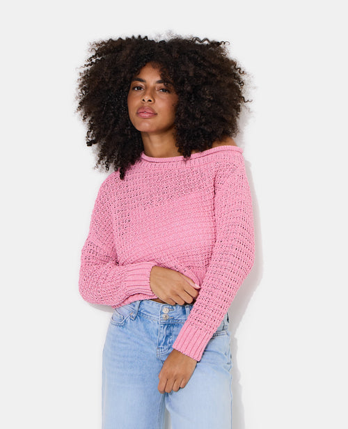 Pull asymétrique en maille ajourée - PIMKIE - 1