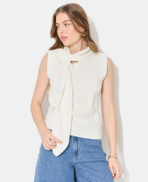 Pull sans manches avec col à nouer - PIMKIE - 1