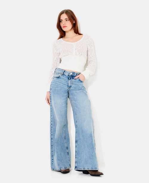 Pull en maille ajourée motif fleurs - PIMKIE - 3