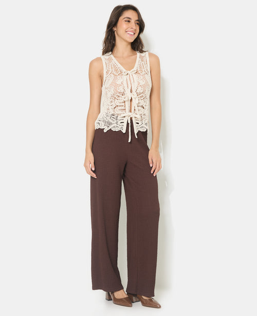 Top sans manches en crochet avec nouettes - PIMKIE - 3