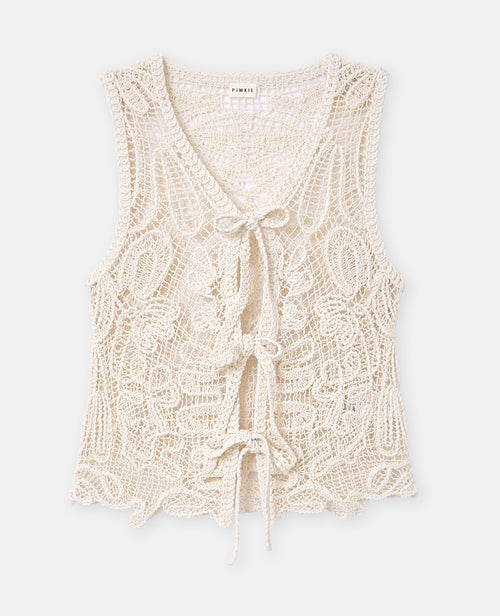 Top sans manches en crochet avec nouettes - PIMKIE - 4
