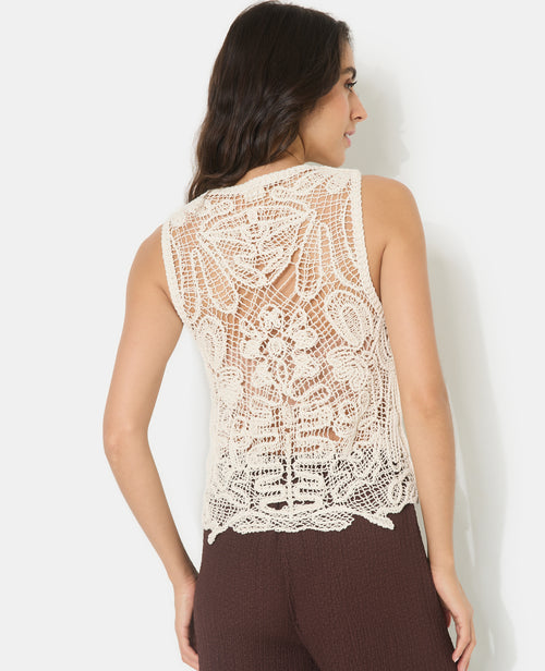 Top sans manches en crochet avec nouettes - PIMKIE - 6