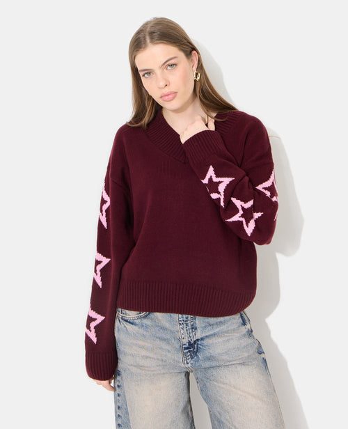 Pull col V avec étoiles - PIMKIE - 5