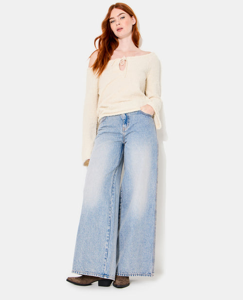 Pull encolure Bardot en maille poilue - PIMKIE - 3