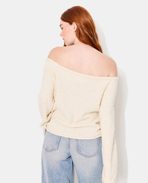 Pull encolure Bardot en maille poilue - PIMKIE - 6