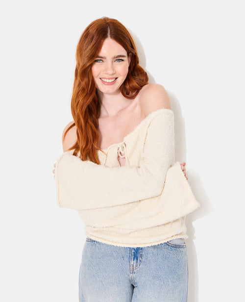 Pull encolure Bardot en maille poilue - PIMKIE - 8