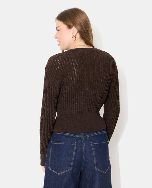 Gilet court en maille ajourée et reliefée - PIMKIE - 6