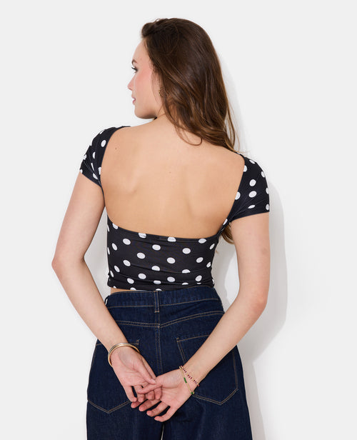 Top court dos ouvert motif pois - PIMKIE - 2