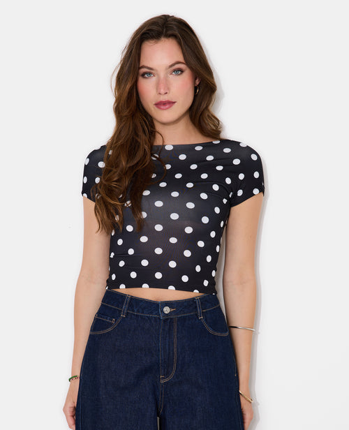 Top court dos ouvert motif pois - PIMKIE - 5