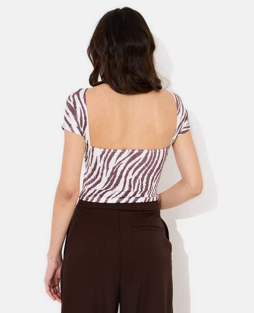 Top court dos ouvert motif zèbre - PIMKIE - 6