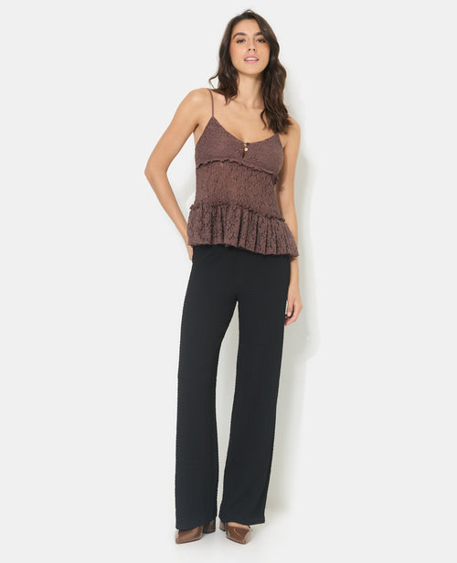 Top à bretelles en dentelle avec boutons et volants - PIMKIE - 3