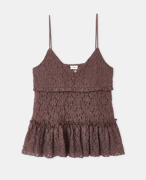 Top à bretelles en dentelle avec boutons et volants - PIMKIE - 4