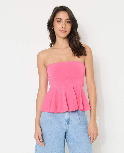Top bustier peplum avec volant - PIMKIE - 1