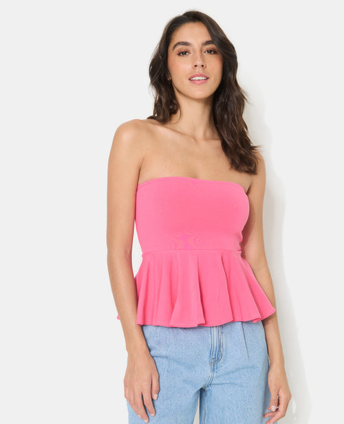 Top bustier peplum avec volant - PIMKIE - 5