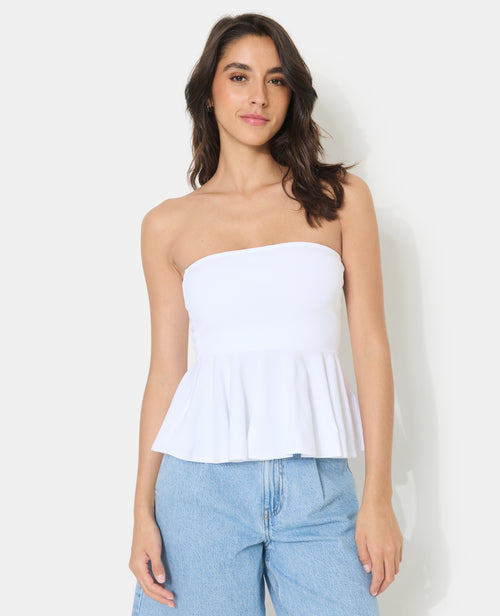 Top bustier peplum avec volant - PIMKIE - 1