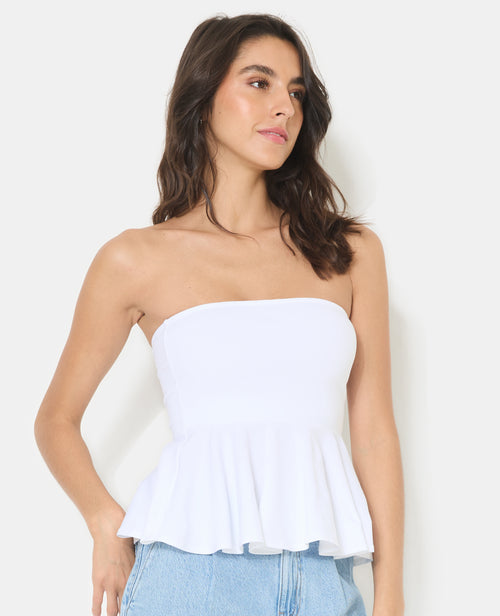 Top bustier peplum avec volant - PIMKIE - 5