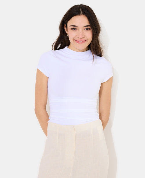 T-shirt avec col montant et fronces côtés - PIMKIE - 1