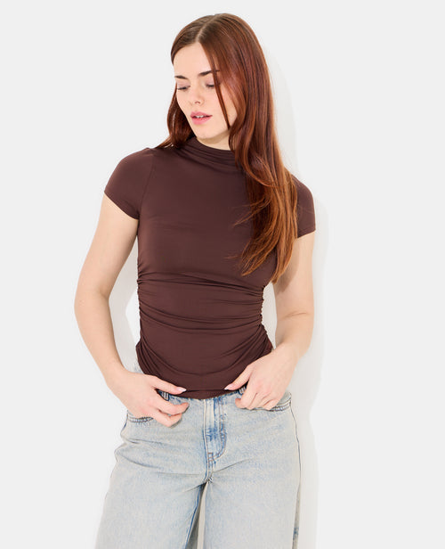 T-shirt avec col montant et fronces côtés - PIMKIE - 1