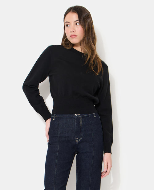 Pull col rond court avec détails bord-côtes - PIMKIE - 1