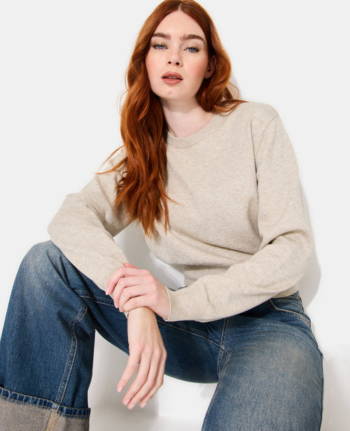 Pull col rond court avec détails bord-côtes - PIMKIE - 5