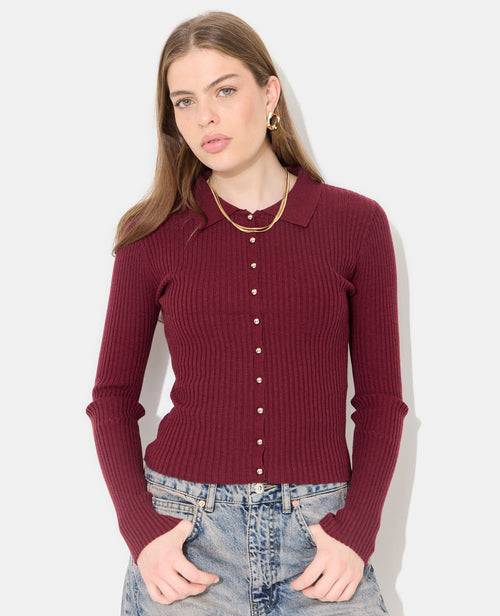 Gilet fin en maille côtelée avec boutons dorés - PIMKIE - 1