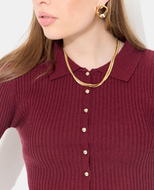 Gilet fin en maille côtelée avec boutons dorés - PIMKIE - 2