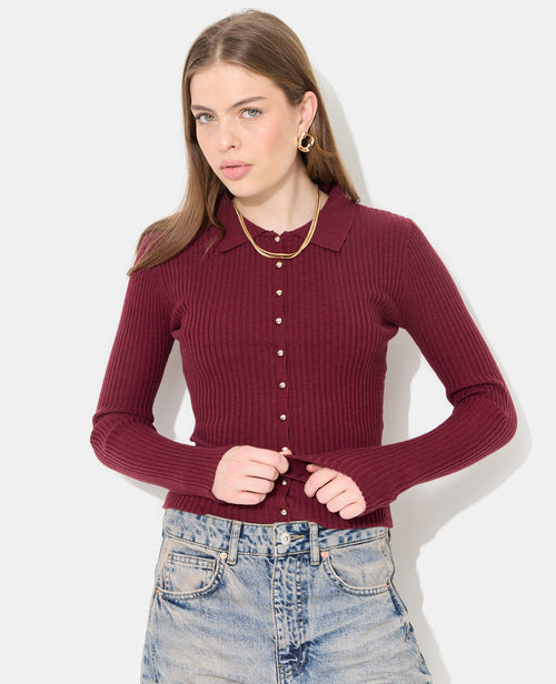 Gilet fin en maille côtelée avec boutons dorés - PIMKIE - 5