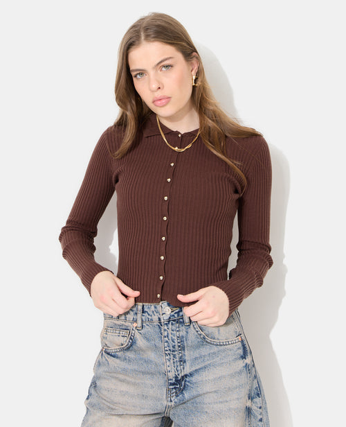 Gilet fin en maille côtelée avec boutons dorés - PIMKIE - 1