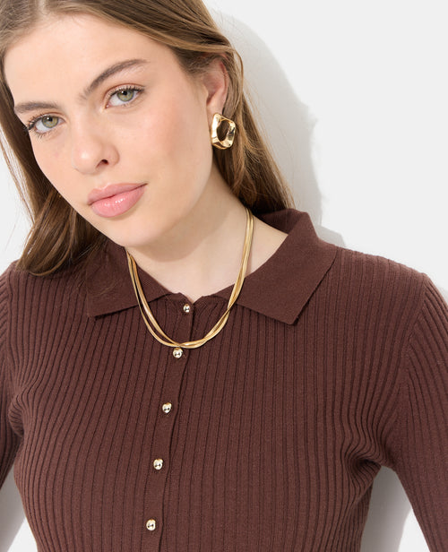 Gilet fin en maille côtelée avec boutons dorés - PIMKIE - 2