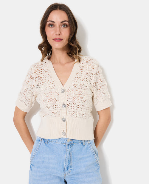 Gilet manches courtes en maille ajourée - PIMKIE - 2