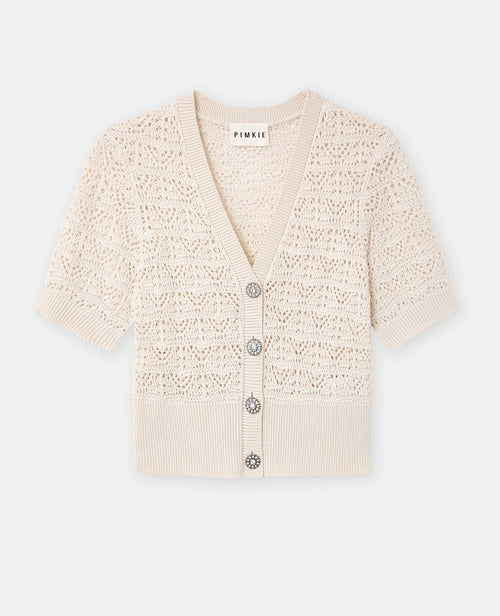 Gilet manches courtes en maille ajourée - PIMKIE - 4