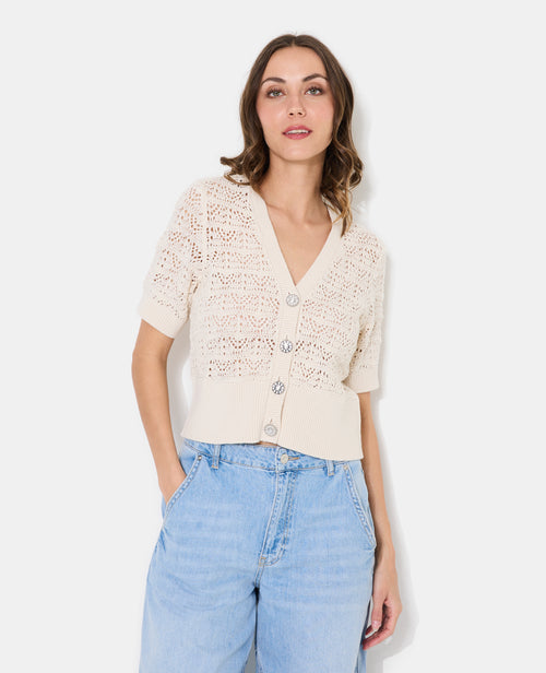 Gilet manches courtes en maille ajourée - PIMKIE - 7