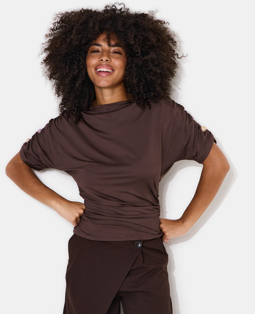 Top manches chauve-souris avec fronces et boutons - PIMKIE - 1