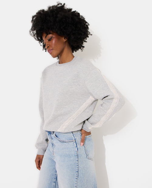 Sweat col rond avec dentelle - PIMKIE - 1