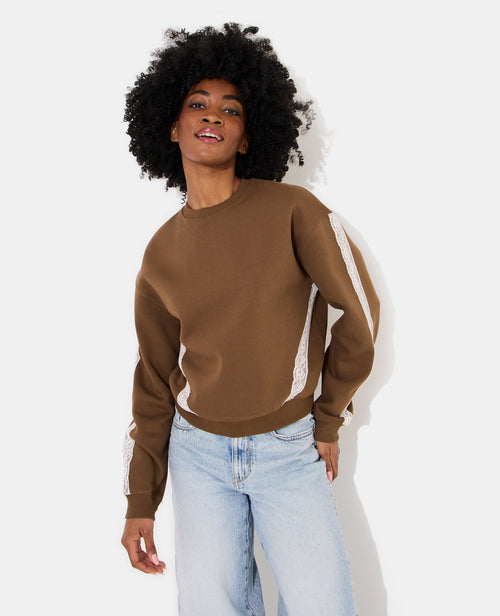 Sweat col rond avec dentelle - PIMKIE - 1