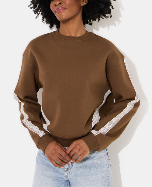 Sweat col rond avec dentelle - PIMKIE - 1