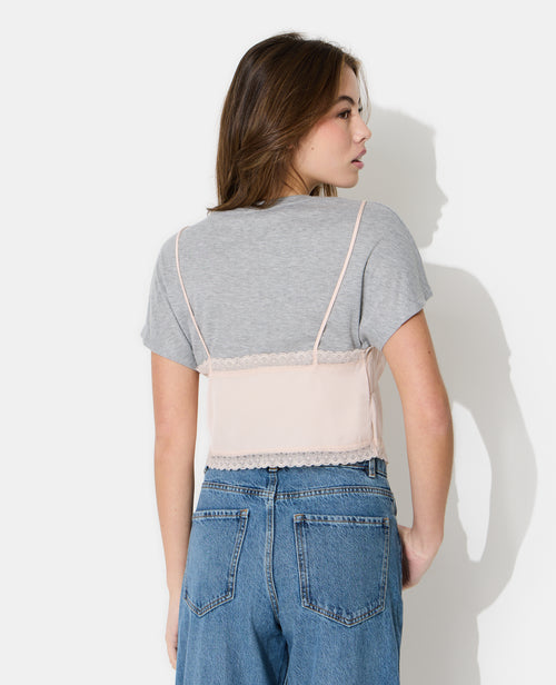 T-shirt 2 en 1 avec top dentelle et satin - PIMKIE - 6