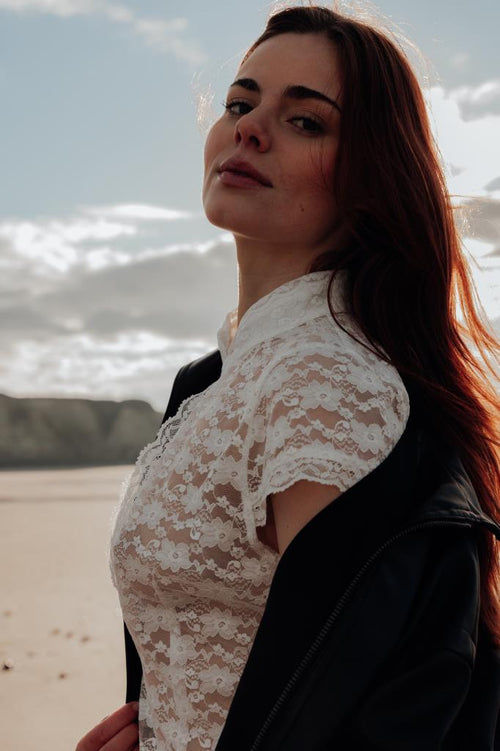 Top en dentelle col mao - PIMKIE - 1