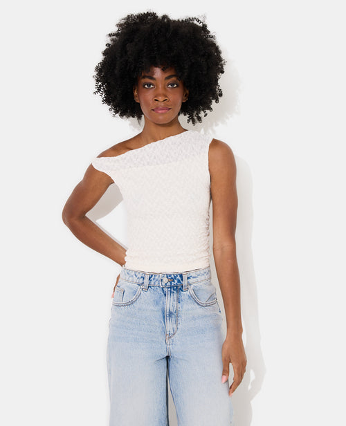 Top asymétrique en dentelle - PIMKIE - 1